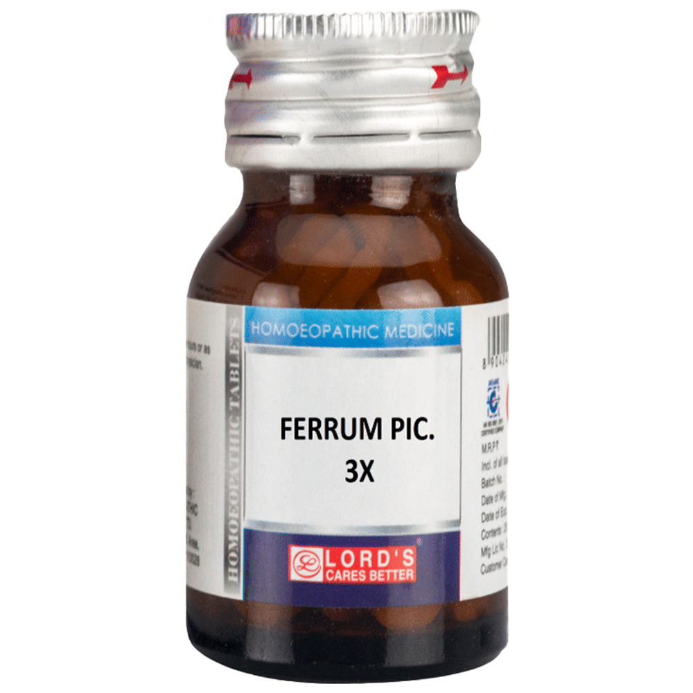 Lord's Ferrum Pic Trituration Tablet 3X bottle of 25 gm Trituration Tablet Lord's Ferrum Pic Trituration Tablet 3X bottle of 25 gm Trituration Tablet