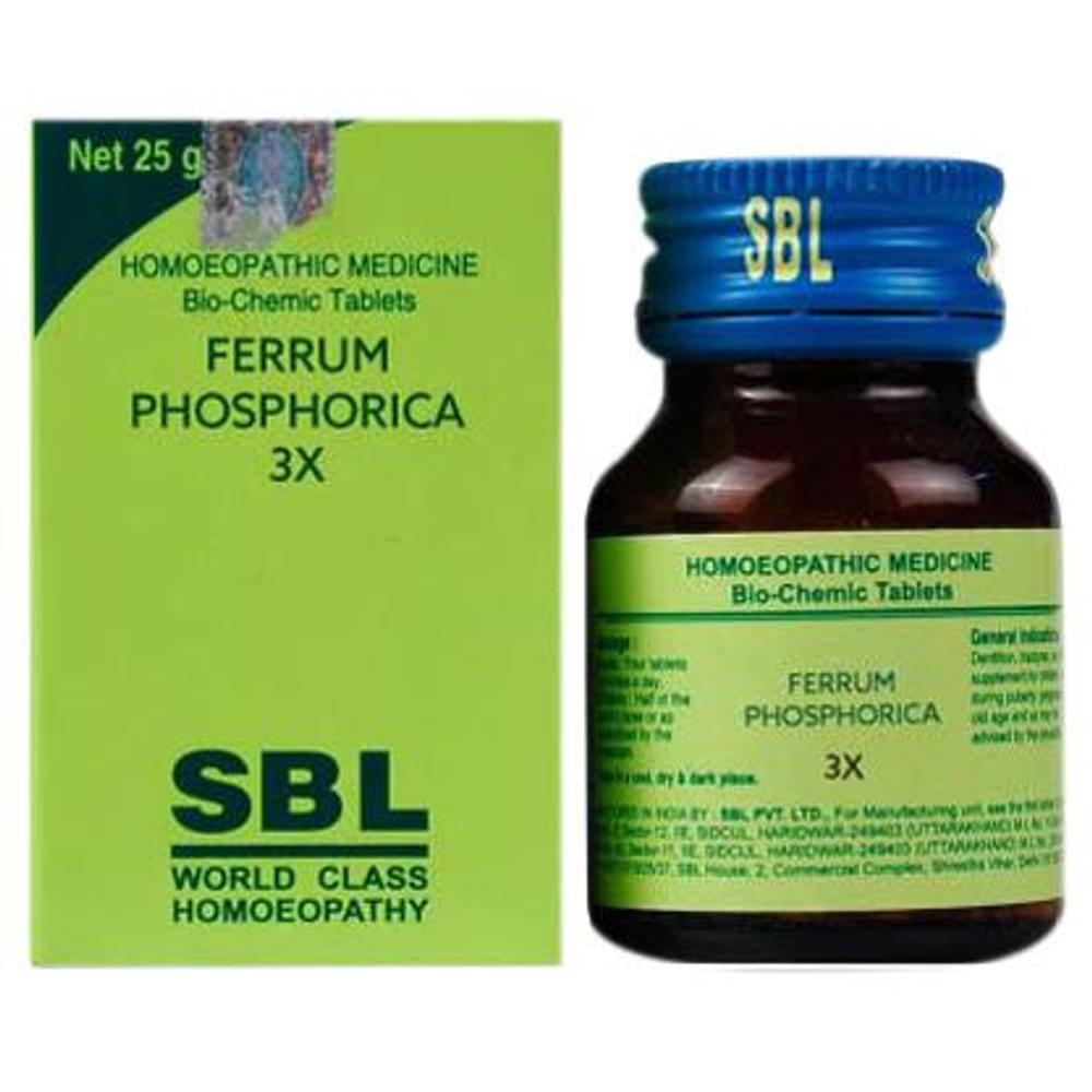 SBL Ferrum Phosphoricum Biochemic Tablet 3X bottle of 25 gm Biochemic Tablet