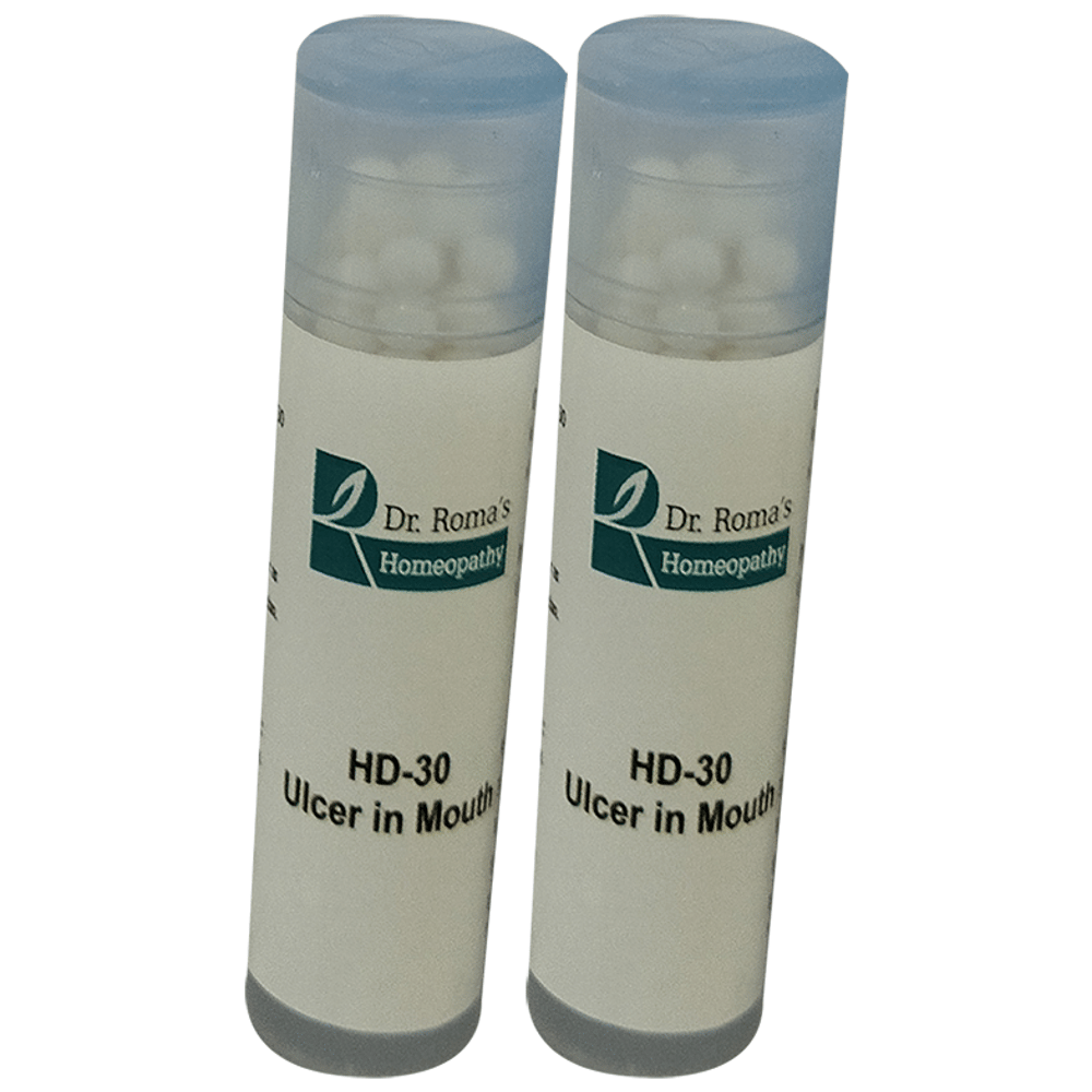 Dr. Romas Homeopathy HD-30 Ulcer in Mouth, 2 Bottles of 2 Dram packet of 2 bottles