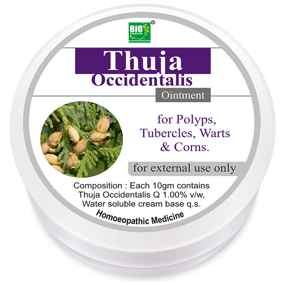Bio India Thuja Occidentalis Ointment jar of 30 gm Ointment
