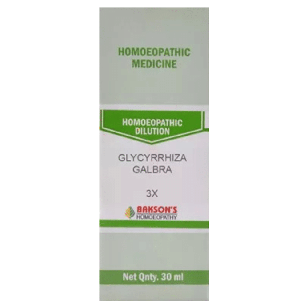 Bakson's Homeopathy Glycyrrhiza Galbra Dilution 3X bottle of 30 ml Dilution