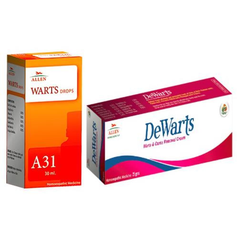 Allen Anti Warts Combo (A31 + Dewarts Cream) packet of 1 Kit