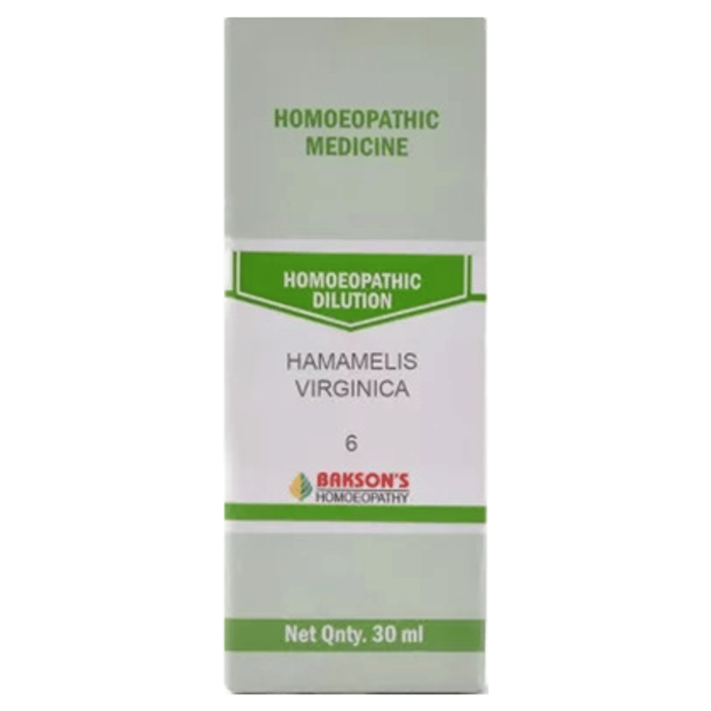Bakson's Homeopathy Hamamelis Virginica Dilution 6 CH bottle of 30 ml Dilution