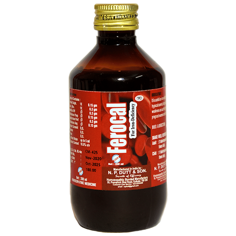N.P. Dutt & Son Ferocal Syrup bottle of 200 ml Syrup N.P. Dutt & Son Ferocal Syrup bottle of 200 ml Syrup