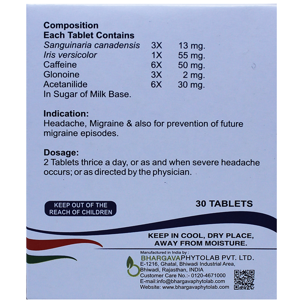 Bhargava Migin Tablet box of 30 tablets
