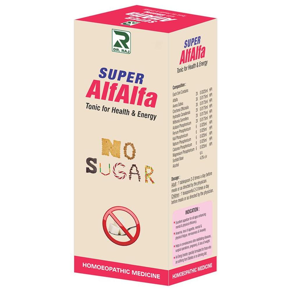 Dr. Raj Super Alfalfa Syrup Sugar Free bottle of 200 ml Syrup