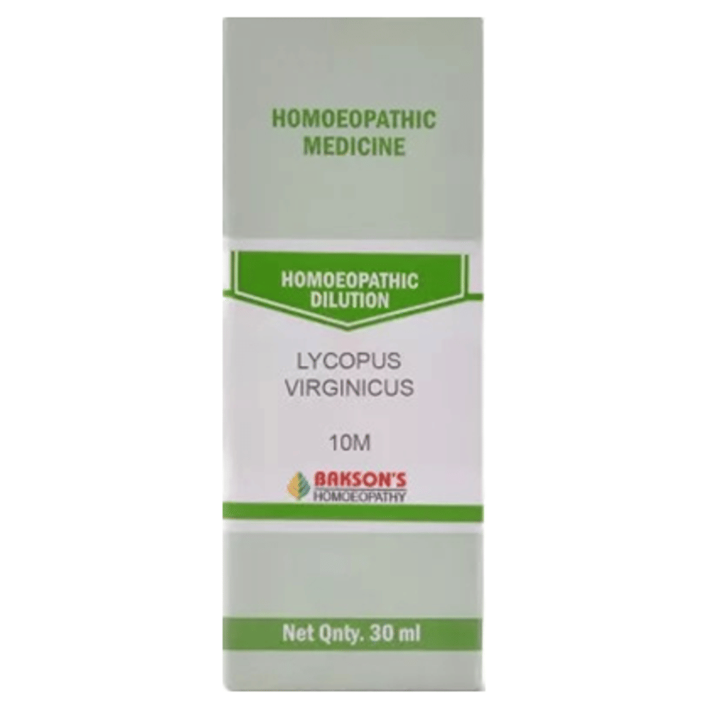 Bakson's Homeopathy Lycopus Virginicus Dilution 10M bottle of 30 ml Dilution Bakson's Homeopathy Lycopus Virginicus Dilution 10M bottle of 30 ml Dilution