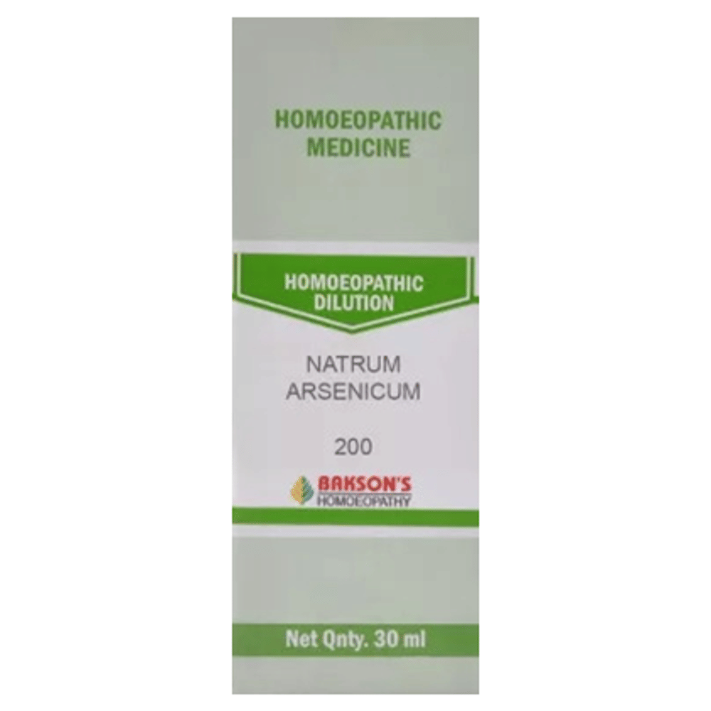 Bakson's Homeopathy Natrum Arsenicum Dilution 200 bottle of 30 ml Dilution Bakson's Homeopathy Natrum Arsenicum Dilution 200 bottle of 30 ml Dilution