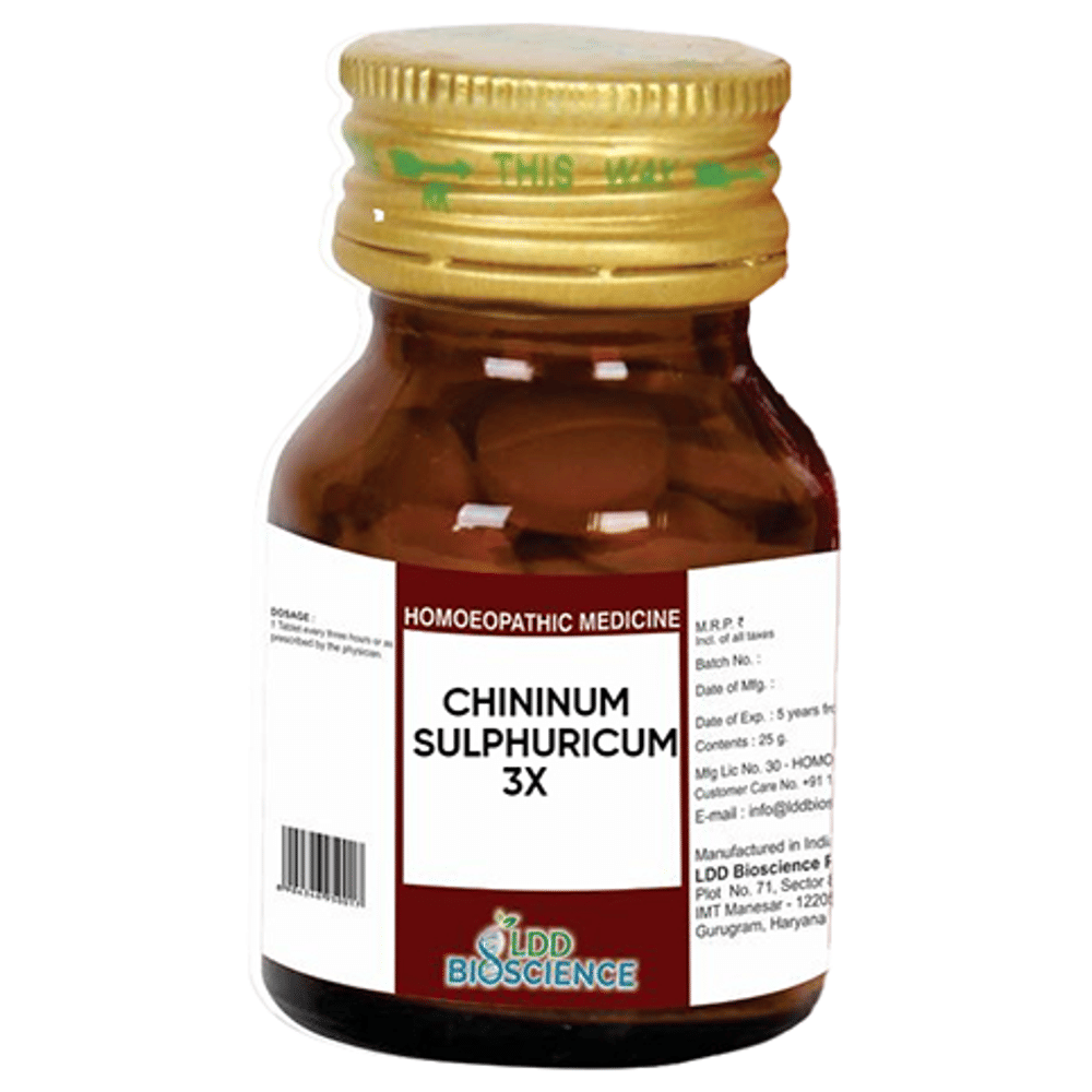 LDD Bioscience Chininum Sulphuricum 3X bottle of 25 gm Tablet LDD Bioscience Chininum Sulphuricum 3X bottle of 25 gm Tablet